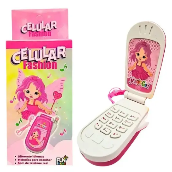 Celular de Brinquedo Infantil com Luz e Som – Rosa