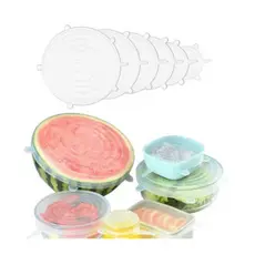 Kit 6 Tampas Silicone Lavável Flexível Universal Cozinha- Nicobem