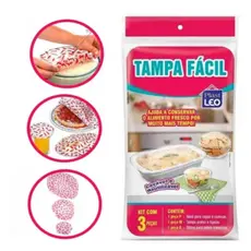 Tampa Para Alimentos Com 3 Peças Elástico Plástico Protetor - Plast Leo