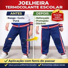 Joelheira Infantil Termocolante  1 Par Joelheiras Termocolante Reforço Reparo Calça Escola Infantil