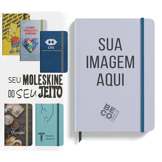 kits 3, 5 e 10 Cadernos tipo Moleskine personalizado Grande 21x14cm