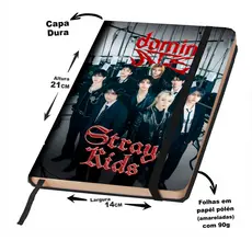 Caderno Sketckbook ou anotações STRAY KIDS MÚSICAS capa dura 160 páginas