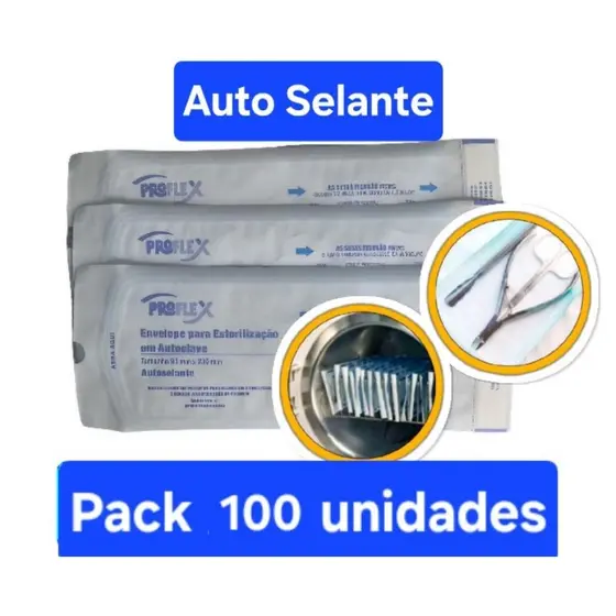 100 Envelopes Auto selante 9x23cm MANICURE / ALICATE em Autoclave