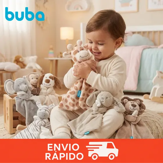 Naninha Para Bebe Antialérgica Paninho Buba Safari Premium Bebê Animais Hipoalergênica Macia Pelucia