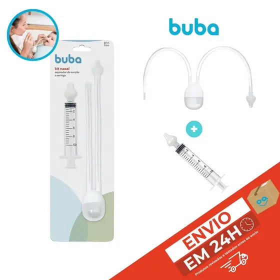 Kit Aspirador Nasal Bebe Seringa Lavagem Nasal Infantil Bebê Buba Crianças