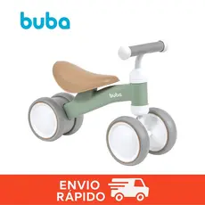 Bicicleta de Equilíbrio Buba 4 Rodas Verde Menino Infantil Bebê Sem Pedal Treino de Equilíbrio e Coordenação Motora