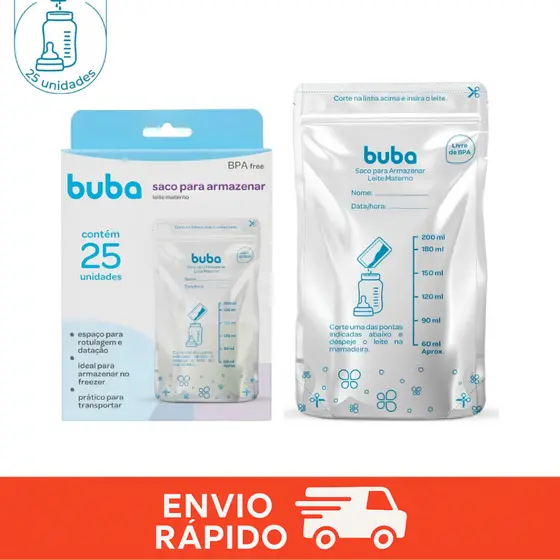 Sacos Para Armazenar Leite Materno Kit 25 unidades 200ml Zíper Duplo Vai Ao Freezer