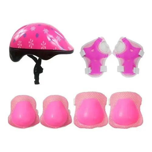 Kit De Proteção Infantil Rosa Skate Patins bike capacete .