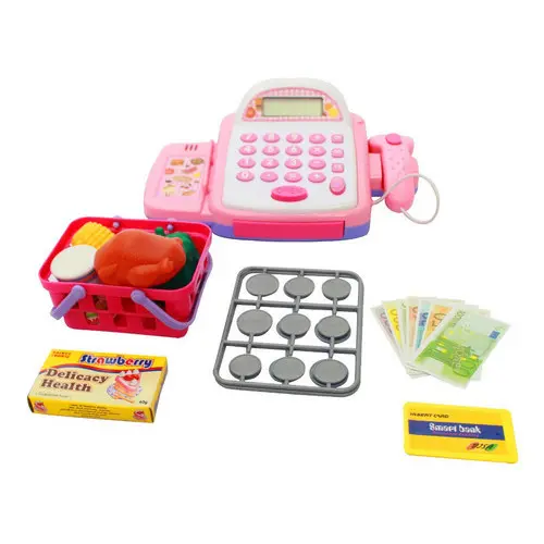 Caixa Registradora Infantil Calculadora Mercadinho Luz E Som Rosa