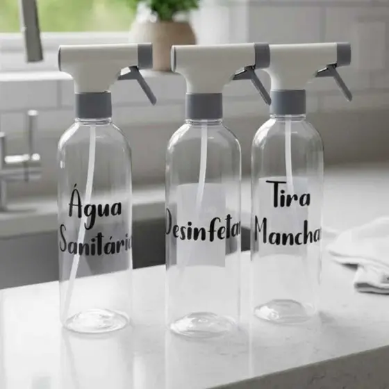 Kit 3 Borrifadores para Multiuso Manual Limpeza 500ml C/ Etiquetas