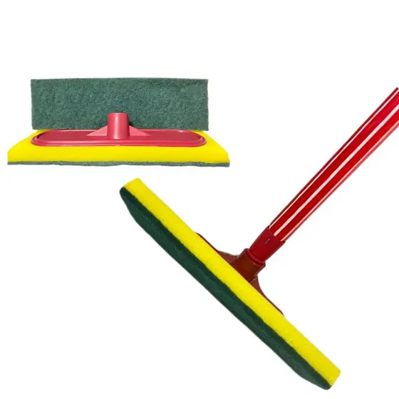 Lava Azulejo com Cabo Longo 120cm Esfregão Abrasivo Limpa Piso Rejunte Banheiro Cozinha Pesado