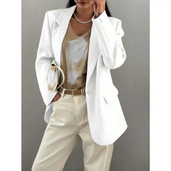 Blazer alfataria com forro com botão feminino casaco elegante social coleção nova Blazer Curto Aiustado Corde Damasco pa