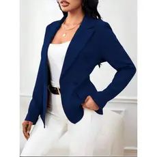 Blazer Feminino Alfaiataria Bolso Fake Com Botaos Forrado Botão Duplo Bolso Simples elegante