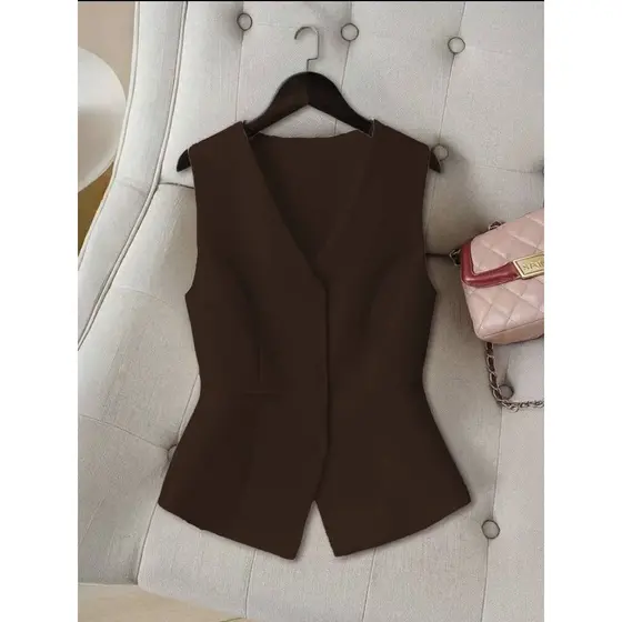 Colete Curto Com Decote Em V Feminino Cintura Justa Com Moda Retro Estilo Elegante De Alta Qualidade Verão