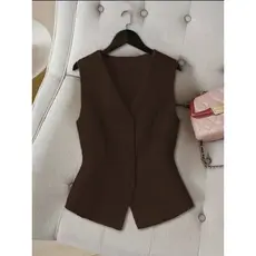 Colete Curto Com Decote Em V Feminino Cintura Justa Com Moda Retro Estilo Elegante De Alta Qualidade Verão