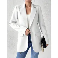 Blazer Feminino de Manga Longa comGola Esporte Confortavel Feminina Elegante Com Bolso Forro Primavera Verão Ombreiro