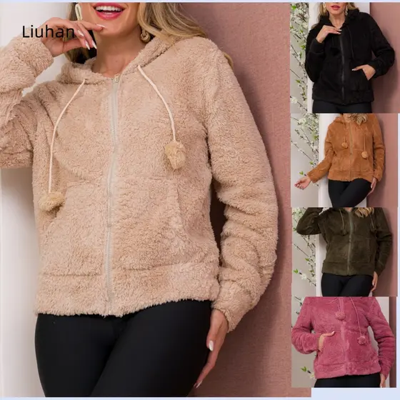 Liuhan Modas Moleton Liso Com Pelucia Casaco Feminina Inverno Outuno Z02