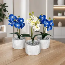 Conjunto Decorativo Com 1/2/3 Vasos Incluso Planta Flor Orquídea Artificial Para Decoração Sala Lavabo Quarto Banheiro