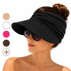 Viseira Feminina Turbante De Praia Duas Cores Com Proteção Solar  Uv 50 Uvb Fps 50+ Viseira Piscina Dupla Face