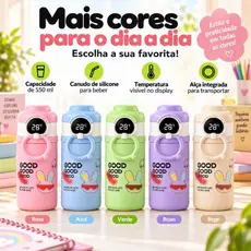 Garrafa Infantil Termica 550ml Inox com Canudo Silicone Tampa Antivamento Escola Passeio