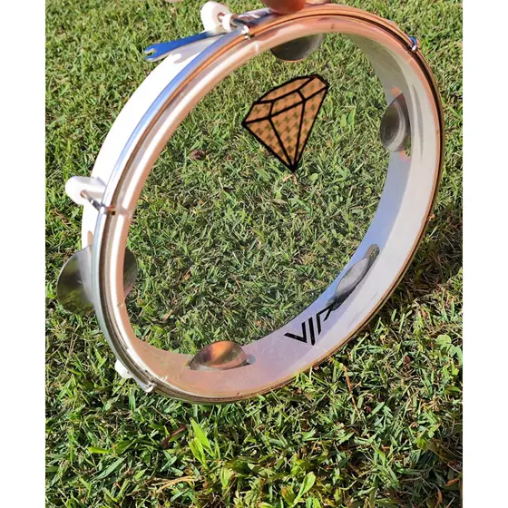 Pandeiro Profissional Vip 10 Cristal Diamante Holografico