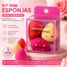 Kit 3 Mini Esponja C Caixinha  - Gota Para rosto e Maquiagem Base E Corretivo