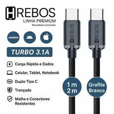 Cabo Tipo C Turbo 100w 3.1a Trançado iPhone 15 16 17 Galaxy Android 1m 2m notebook tablet