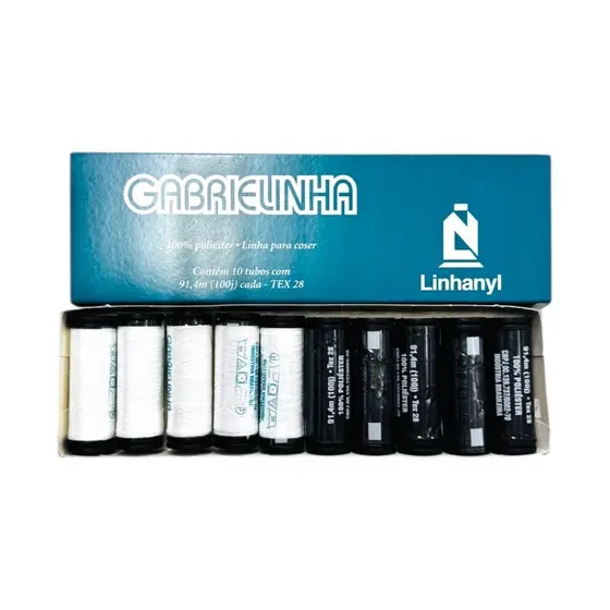 Linha Gabrielinha Com 100 Jd - BRANCA E PRETA - Caixa Com 10 Unidades - Linhanyl