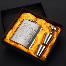 Kit Cantil Aço inoxidável 304 Portátil Bolso, Whisky Flask, Beber álcool Container, Gift Box, 200ML