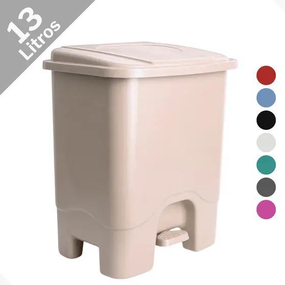 Lixeira 13 Litros Com Pedal Colorida Para Cozinha ou Banheiro