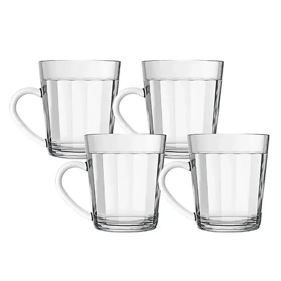 Caneca Americana Vidro 270ml Kit 4 Peças Transparente Para Café Leite Quente Utensílio Cozinha