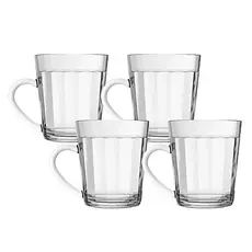 Caneca Americana Vidro 270ml Kit 4 Peças Transparente Para Café Leite Quente Utensílio Cozinha