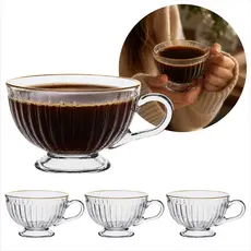 Jogo de Xícaras Para Café e Chá Suzana Premium 220ml Modelo Decorativo em Vidro