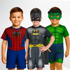Roupa Fantasia de Super Herói Infantil Masculino com Máscara Envio Rapido