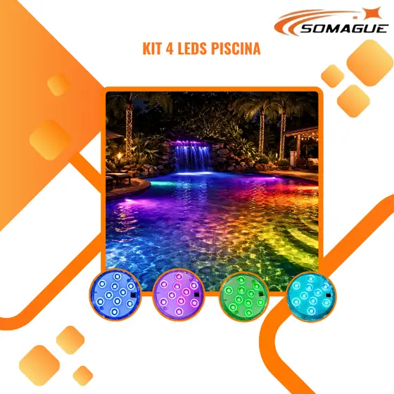 Kit 4 Luminarias LED Para Piscina 16 cores diferentes Impermeavel PRONTA ENTREGA