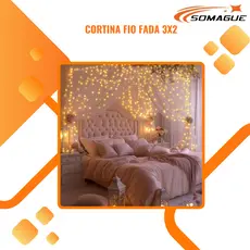 Cortina LED 3x2m USB com 8 funções 200 LEDs Para Decoração Natal com Controle YL