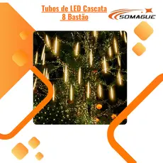 Tubos de LED Cascata 8 Bastão Luz Natal Branco Frio, Branco Quente e RGB 2m-IV