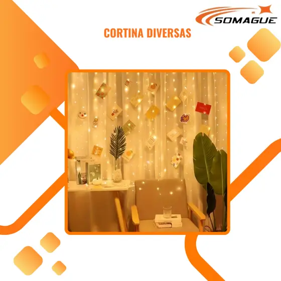 Cortina de Led 3x3 metros 300 leds bivolt PRONTA ENTREGA