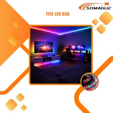 Fita Led Rgb 3528 Colorida 5m + Controle Com Ou Sem Fonte 300 Led Decoração Casa Loja Gesso Teto Sanca Vitrine