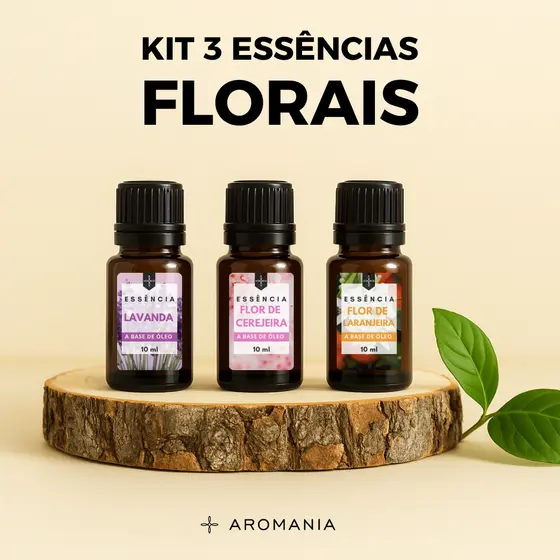 Essência Lavanda, Flor de Cerejeira e Flor de Laranjeira a Base de Óleo 10ml - Super Concentrada