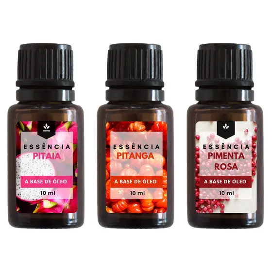 Essência Pitaia, Pitanga e Pimenta Rosa a Base de Óleo 10ml - Para Difusor de Ambiente e Aromatizador