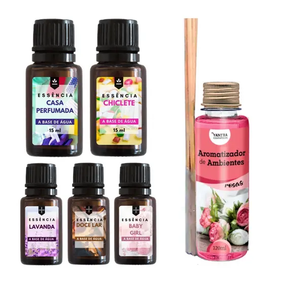 Kit 5 Essências Para Difusor Elétrico a Base de Água + Difusor de Aromas 120ml Zen Yantra - Escolha Sua Fragrância