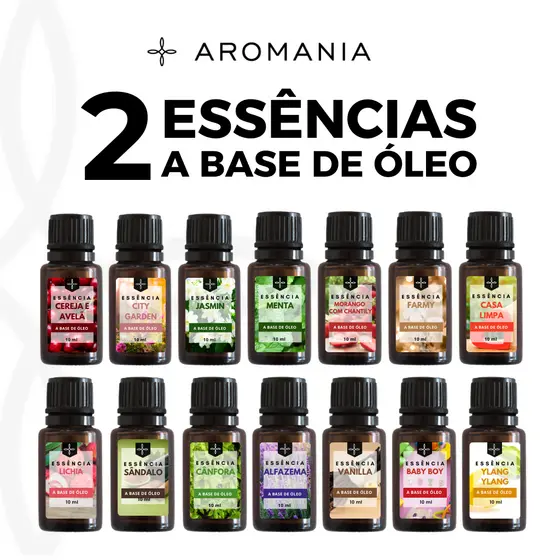 Essência Concentrada Aromaterapia Difusor Elétrico e Aromatizador de Ambiente 10ml Kit 02 Unidades - A Base de Óleo