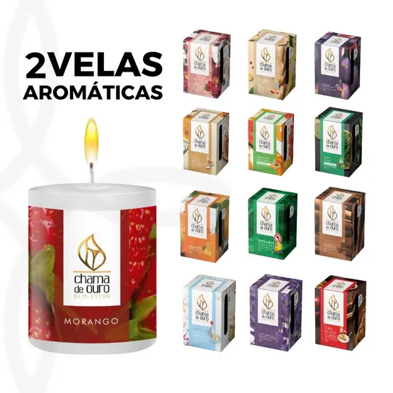 Vela Aromática Kit 2 Unidades Chama de Ouro - Escolha o seu Kit