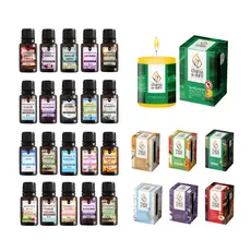 Kit 5 Essências para Difusor Elétrico e Umidificador 15ml + Vela Aromática Longa Duração Chama de Ouro