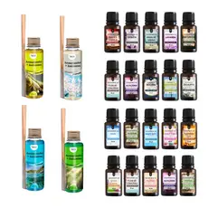 Kit Aromatizante - 10 Essências Para Umidificador 15ml + Difusor de Aromas Yantra 120ml