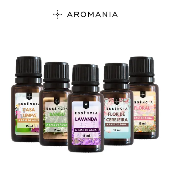 SUPER PROMOÇÃO - Kit com 5 Essências A Base de Água 15ml Para Umidificador e Difusor Elétrico