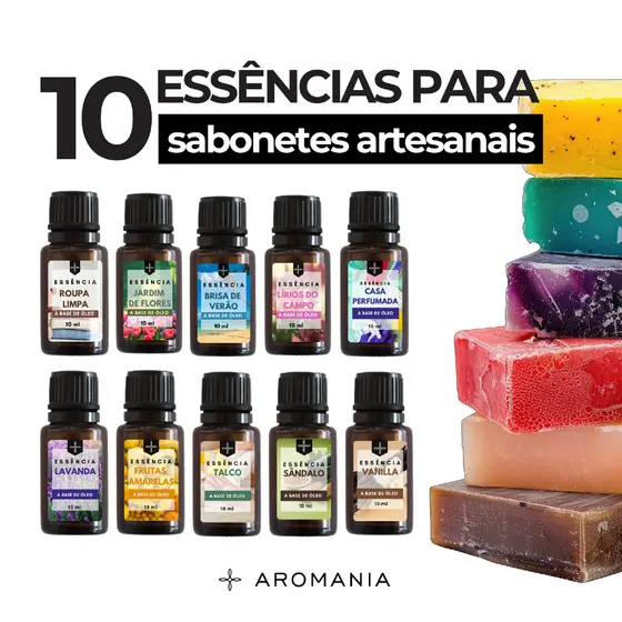 Kit 10 Essências Concentradas para Sabonete Artesanal – Aromas Premium de Alta Fixação – 10ml