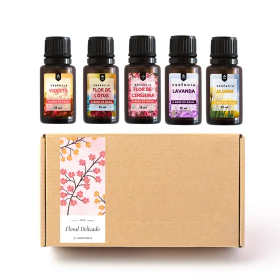 Essência Concentrada Kit Floral 5 Unidades | Para Umidificador, Difusor Elétrico e Aromatizador de Ambiente