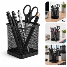 Organizador De Mesa Escritório Preto Metal Porta lápis e caneta Aço resistente